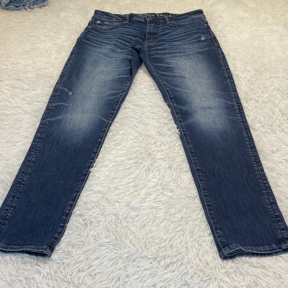 American Eagle Outfitters Dark Blue ATHLETIC SKINNY Jeans 30/32 AIRFLEX TEMPTECH